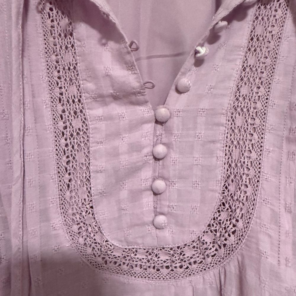 American Eagle Purple Tiered Peasant Mini Dress Size Medium Cottagecore Prairie - Picture 3 of 10